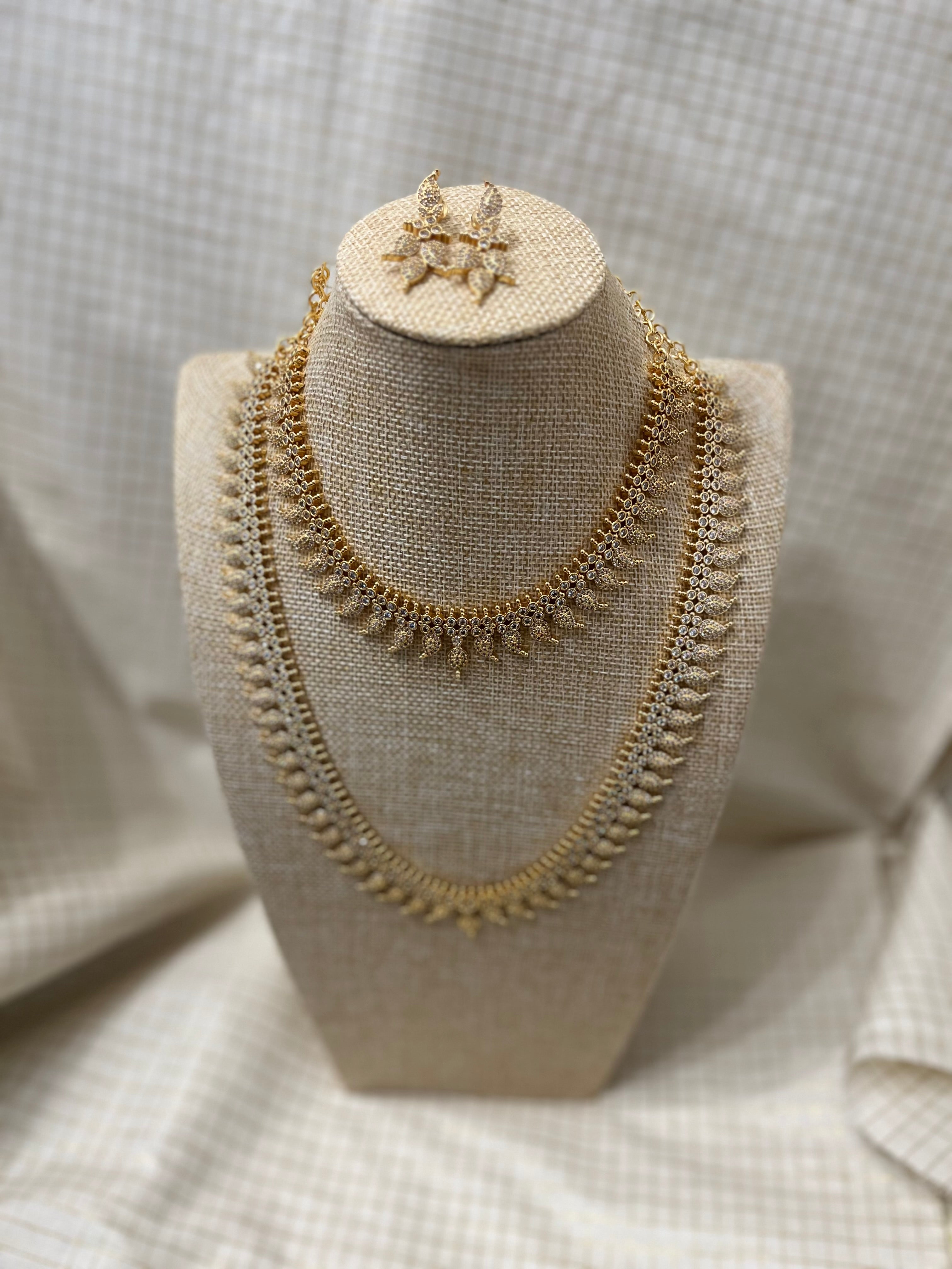Impon Necklace Set with Earrings – Handcrafted with American Diamond Stones
