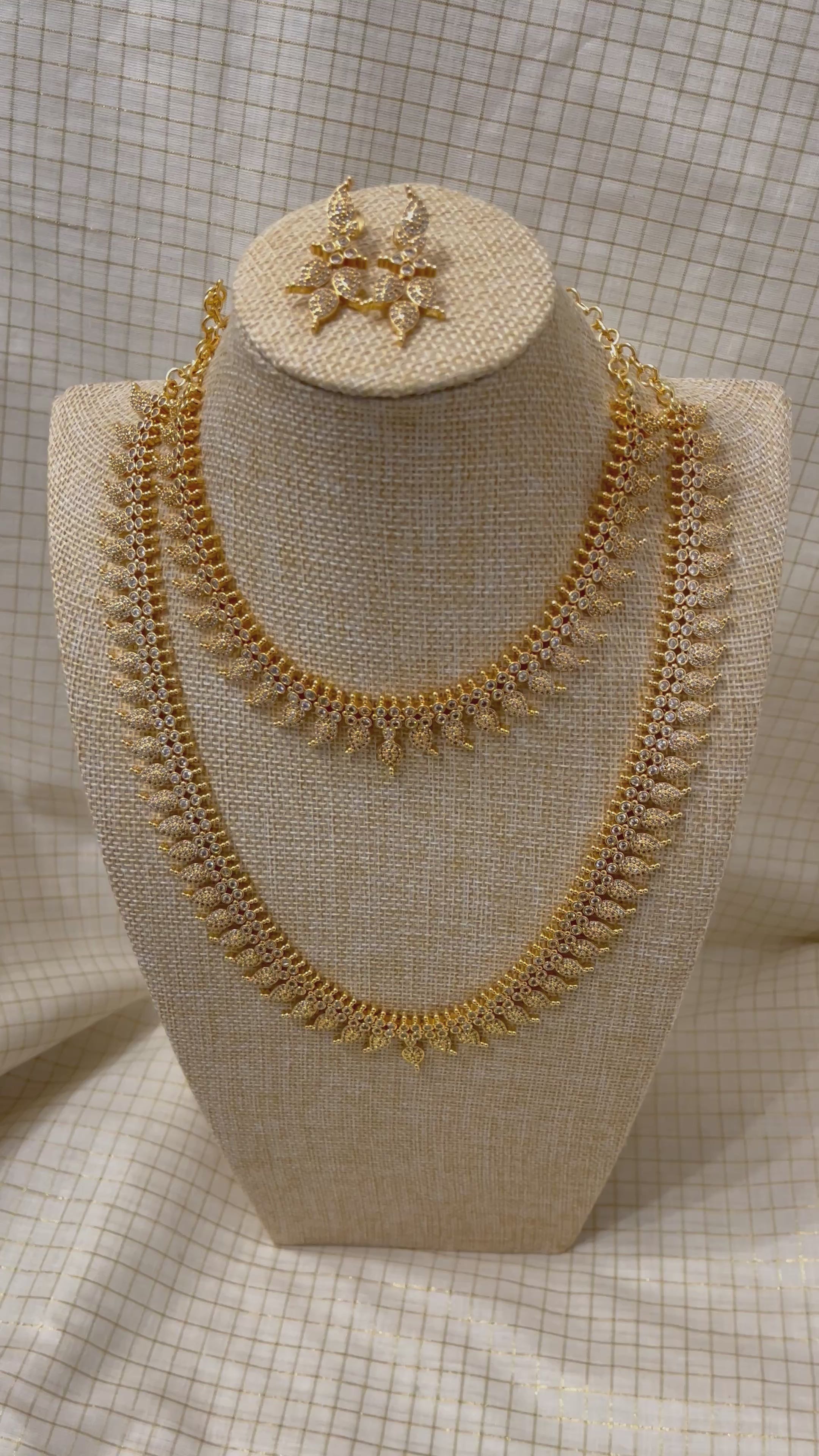 Impon Necklace Set with Earrings – Handcrafted with American Diamond Stones